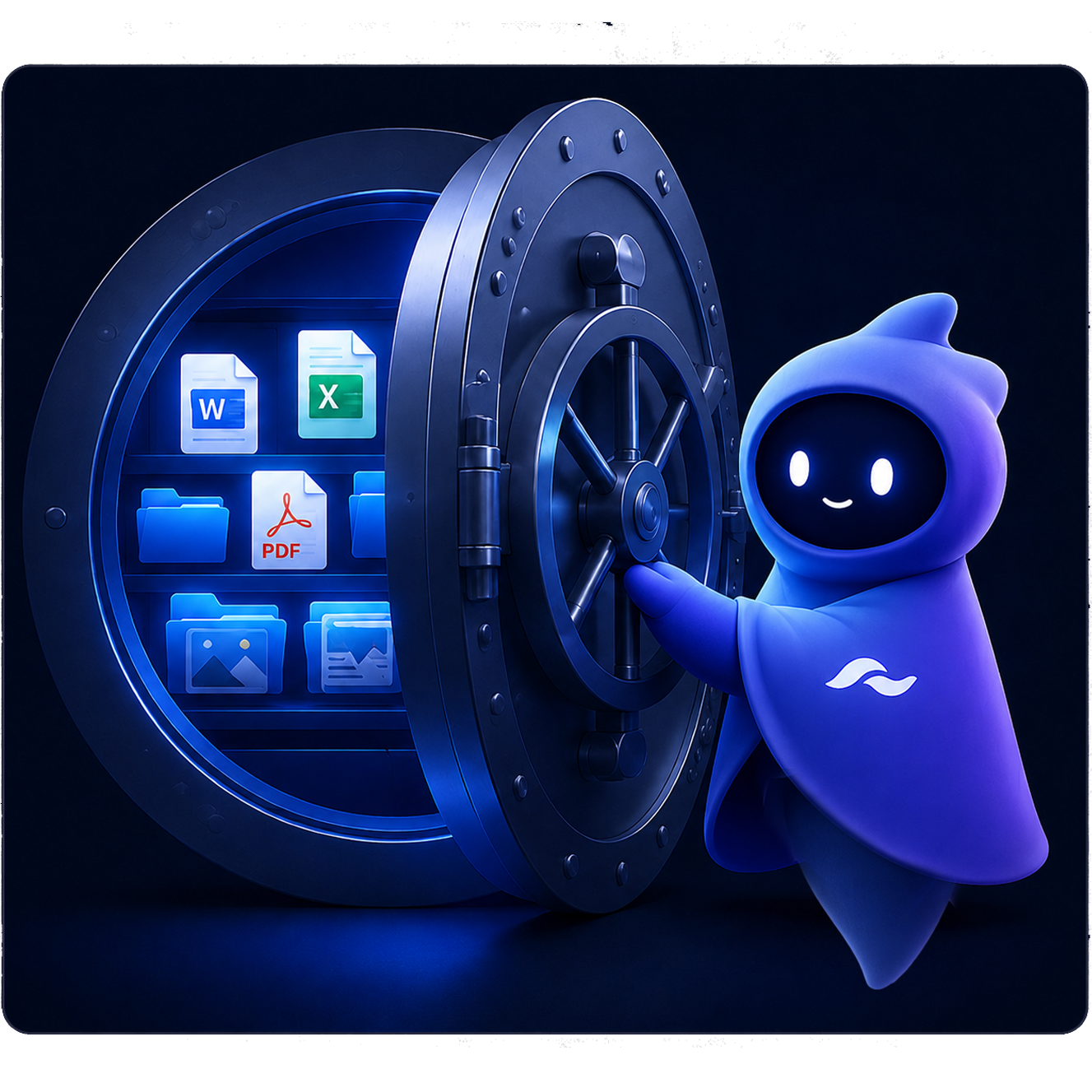 Inny guarding your files, safe in a vault on your own machine.